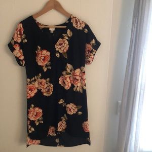 Floral Dress with Cuffed Sleeves
